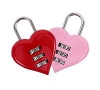 Kisangel 2pcs Combination Padlocks for Notebooks Small Lovely Locker Locks with Wear Resistant Heart Shaped Design Password Security for Valentines Jewelry Boxes Red and Pink