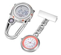 Kisangel 2pcs Digital Clip Nurse Watch Set with Precise Movement and Easy to Read Display, Stainless Steel and Zinc Alloy Material, Suitable for Outdoor Mountain Climbing and Camping