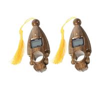 Kisangel 2pcs Digital Finger Counter with Large Screen for Buddhist Prayer Beads Portable Wood Grain Design Easy to Read Dial Operation Convenient Buddhist Counting Device with Tassel