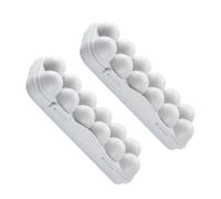 Kisangel 2pcs Egg Carrier Holders Stackable Refrigerator Storage Boxes Food Grade Plastic Egg Keeper Organizer Safe Storage