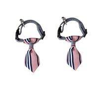 Kisangel 2pcs Elegant Pet Bow Tie Double Necktie Design Cotton Canvas Stainless Steel Clip Adjustable Fit for Dogs Cats