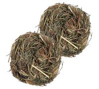 Kisangel 2pcs Grass Ball Chew for Small Animals, Natural Grass Material with Teeth Grinding Function, Suitable for Squirrels and Guinea Pigs When They Are Alone or Play