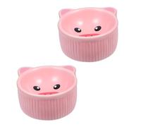 Kisangel 2pcs Hamster Food Bowl Double Ceramic Pet Feeders Safe Eco-friendly Smooth Surface for Rabbit Squirrel