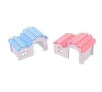 Kisangel 2Pcs Hamster Hideout House for Small Animals, Plastic Guinea Pig and Rat Hideaway with Colorful Pink and Blue Design, Suitable for Hamster Play, Rest, and Cage Accessory