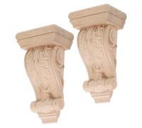 Kisangel 2pcs Handcrafted Wooden Corbel Bracket European Style Vintage Shelf Supports with Floral Carvings Architectural Trim Corbels for Fireplace Mantel Wall Cabinet Doorway Decor
