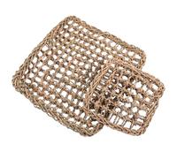 Kisangel 2pcs Handwoven Grass Mat for Rabbits and Guinea Pigs Chew Bedding Pad for Pet Cage Play and Dental Health Natural Woven Bed Mat for Small Animals