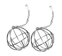 Kisangel 2Pcs Hanging Stainless Steel Rabbit Feeder Balls for Small Pets Cage Bite-resistant Hay Holder for Rabbits Guinea Pigs Chinchillas Stress Relief and Easy Feeding Access