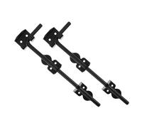 Kisangel 2pcs Heavy Duty Cane Bolt Gate Drop Rod Weatherproof Metal Gate Stopper for Wooden Fence PVC Vinyl Metal Doors Shed Door Rods Black Outdoor Ground Latch Hardware