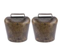 Kisangel 2pcs Iron Cattle Bells Lightweight Pet Collar Ornaments with Retro Appearance for Grazing and Farming Decoration in Golden Colour