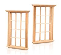 Kisangel 2pcs Mini Dollhouse Window Frame Model Scale Simulated Twelve Lattice Design for Dollhouses Props for Creative Photography and Home Decor