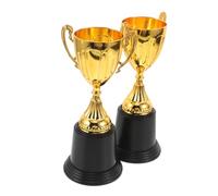 Kisangel 2pcs Mini Gold Trophy Award with Stable Black Base Compact Prize Winner Cups for Sports Academic Achievements Graduation Ceremonies Shiny Elegant Design for Tournaments and