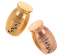 Kisangel 2pcs Mini Metal Pet Ashes Urns with Paw Print Cremation Keepsake Boxes for Dog and Cat Loss Elegant Memorial Holder for Gold Rose Gold