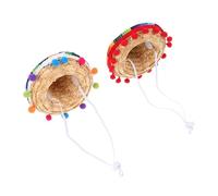 Kisangel 2pcs Mini Mexican Sombrero Party Hats for Small Pets Funny Cinco De Mayo Costume Caps for Dogs Puppies Cats Photo Prop Accessories Easy to Clean and Maintain