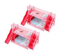 Kisangel 2pcs Miniature Dollhouse Bed Tiny Bunk Beds Furniture for Imaginative Play Compact Double-deck Design for Bedroom Pretend Play and Creative Decoration
