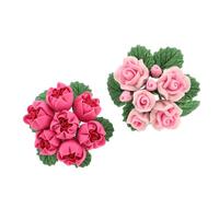 Kisangel 2pcs Miniature Dollhouse Flower Bouquet Tiny Realistic Artificial Floral Arrangement for Doll House Decoration Portable Resin Flowers Crafts for Home School Mini Scenes