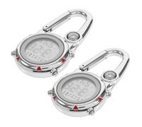 Kisangel 2Pcs Multi Function Stainless Steel Carabiner Watch Clip with Luminous Dial for Outdoor Activities Quartz Timepiece for Climbing and Hiking Red