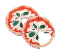 Kisangel 2pcs Pet Flying Disc Dog Toy Pizza-shaped Outdoor Interactive Training Fetch Cotton Rope Throwing Disc for Dogs and Puppies