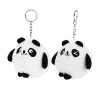Kisangel 2pcs Plush Panda Keychains Cute Stuffed Doll Bag Pendant Hanging Ornaments for Backpacks Car Keys Couples and with Cartoon Round Eye Squint Eye Designs