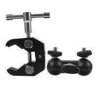 Kisangel 2pcs Professional Microphone Clamp with Dual Head Ball Joints, Stainless Steel Mic Stand Phone Holder Clip, Lightweight and Stable Super Clamp for Vertical or Horizontal Mounting