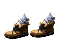 Kisangel 2pcs Resin Cat Figurines for Garden Decoration, Weather Resistant Handmade Casting Mini Ornaments with Lifelike Charm, for Landscape and Desktop Decoration