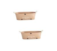 Kisangel 2pcs Retro Iron Flower Pot for Indoor and Outdoor Use Oval Shaped Decorative Plant Container Khaki for Succulents and Garden