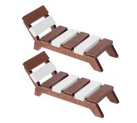 Kisangel 2pcs Scale Miniature Dollhouse Beach Chairs Mini Patio Furniture with Bright Colors Realistic Lounge Seats for Dollhouse Decor Micro Landscape Craft Poolside Living Accessories