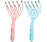 Kisangel 2pcs Scalp Massagers 9 Claws and Steel Balls, Portable Manual Head Massager for Deep Relaxation and On-the-go Massage Sessions, Plastic Material Suitable for Shoulders and Head