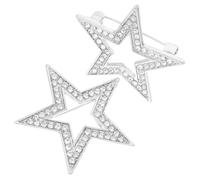Kisangel 2pcs Silver Brooch Set Featuring Elegant Five Pointed Star Design Made of Zinc Alloy, Compact and Portable Star Pins for Wedding Brooch Pin or Ceremony Accessories