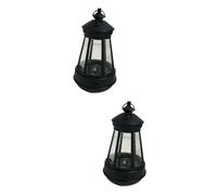 Kisangel 2pcs Solar Outdoor Hanging Lamp Decorative Solar Light Hook for Garden Wall Lawn Energy Saving Hollow Design Black