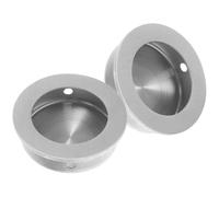 Kisangel 2Pcs Stainless Steel Recessed Round Cabinet Grip Handles Hidden Flush Door Pulls for Cupboards and Safety Groove Design Comfortable Grip Suitable for Furniture Installation