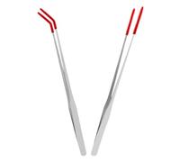 Kisangel 2pcs Stainless Steel Reptile Feeding Tongs: Tweezers With Straight And Curved Tips For Feeding Lizards Snake And Aquarium Plants