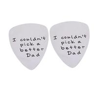 Kisangel 2PCS Titanium Steel Guitar Picks Creative Letter Guitar Plectrum for Father's Day Sturdy Musical Instrument Accessories