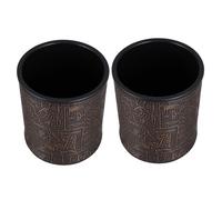 Kisangel 2pcs Vintage Egyptian Pattern Leather Dice Cups for Party Game Props Compact Dice Storage Containers with Creative Design for Bar Club Pub Entertainment and Travel