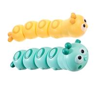 Kisangel 2pcs Wind-up Caterpillar, Yellow and Green Clockwork Animal Playthings, Imaginative Favor for Interactive Fun and Early Childhood Play