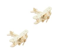 Kisangel 2pcs Wooden Aeroplane Model Kit for DIY Handmade Assemble Plane Puzzle Natural Wood Color Educational Craft Set for Painting and Enhancing Hands Skills