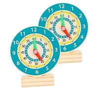 Kisangel 2Pcs Wooden Clock Models Educational Clock for Learning Concepts Safe Lightweight Design for Boys and Montessori Learning Tool for Imagination and Math