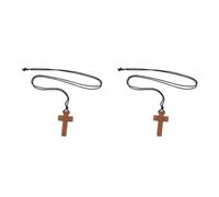 Kisangel 2pcs Wooden Cross Necklace Coffee Wood Pendant Necklace for Women | Rustic Warm Tone, Natural Grain Texture, Stylish Gift Choice, Suitable for Believers and Events