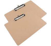 Kisangel 2pcs Wooden Medium-Density Fiberboard Writing Clipboard with Good Flexibility and Not Easy to Break, Portable Handheld Writing Board for Office and Formal Occasions, Khaki Colour