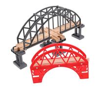 Kisangel 2pcs Wooden Train Bridge Decorative Arch Bridge Platform for Engaging Railway Play Flexible Assembly for Interactive Learning for Home and Educational Settings