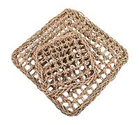 Kisangel 2pcs Woven Grass Mat for Rabbits and Hamsters Chew Toy Bed for Dental Health Large and Small Eco-friendly Natural Bedding for Active Pets
