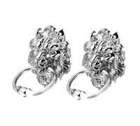 Kisangel 2Pcs Zinc Alloy Lion Head Door Pull Handles Silver Finish Heavy Duty Cabinet Knobs for Doors Cabinets Wardrobes with Easy Installation Resistant Design