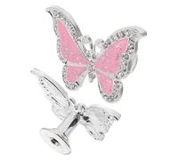 Kisangel 2pcs Zinc Alloy Painted Butterfly Cabinet Handles Rhinestone Single Hole Pulls for Wardrobe Dresser Cupboard Furniture Hardware