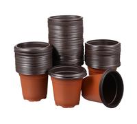 Kisangel 2sets Plastic Plants Pots Garden Pot Drainage Holes Flower Planters for Home Office Ideal for Balcony Garden Decor 100pcs*2
