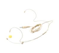 Kisangel 3.5mm Single Earhook Wired Headphones Condenser Microphone Adapter, Beige Open Ear Headset Mic for Presentations and Public Speaking, Host Performer Customer Service Use
