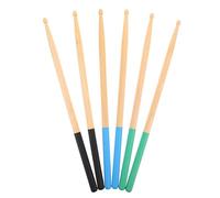 Kisangel 3 Pairs Slip Maple Drumsticks Comfortable Grip for Beginners for Band Practice Electronic Drums and Percussion Instruments Blue Green Black