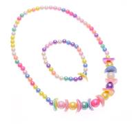 Kisangel 3 Sets Colorful Jewelry Creative Beads Necklace and Bracelet Set Random Colors for Birthdays Valentine Day and Dress Up Fun Random Color