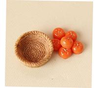 Kisangel 3 Sets Miniature Fruit Ornaments with Basket Artificial Orange Simulation Props for Dollhouse Table Centerpiece Photo Shoot and Craft Decoration