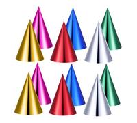 Kisangel 30pcs Metallic Foil Cone Party Hats with Stretch Bands Multicolor Paper Caps for Adults Wedding Birthday Christmas Year Celebration Supplies