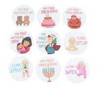 Kisangel 32PCS Monthly Stickers Self Adhesive Milestone Decals for Newborns for Monthly Photoshoots Durable Safe for Creating Memorable Albums