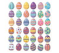 Kisangel 36pcs Colorful Easter Egg Self-Adhesive Wall Stickers PVC DIY Decorative Decals for Easter Party Window and Home Decoration